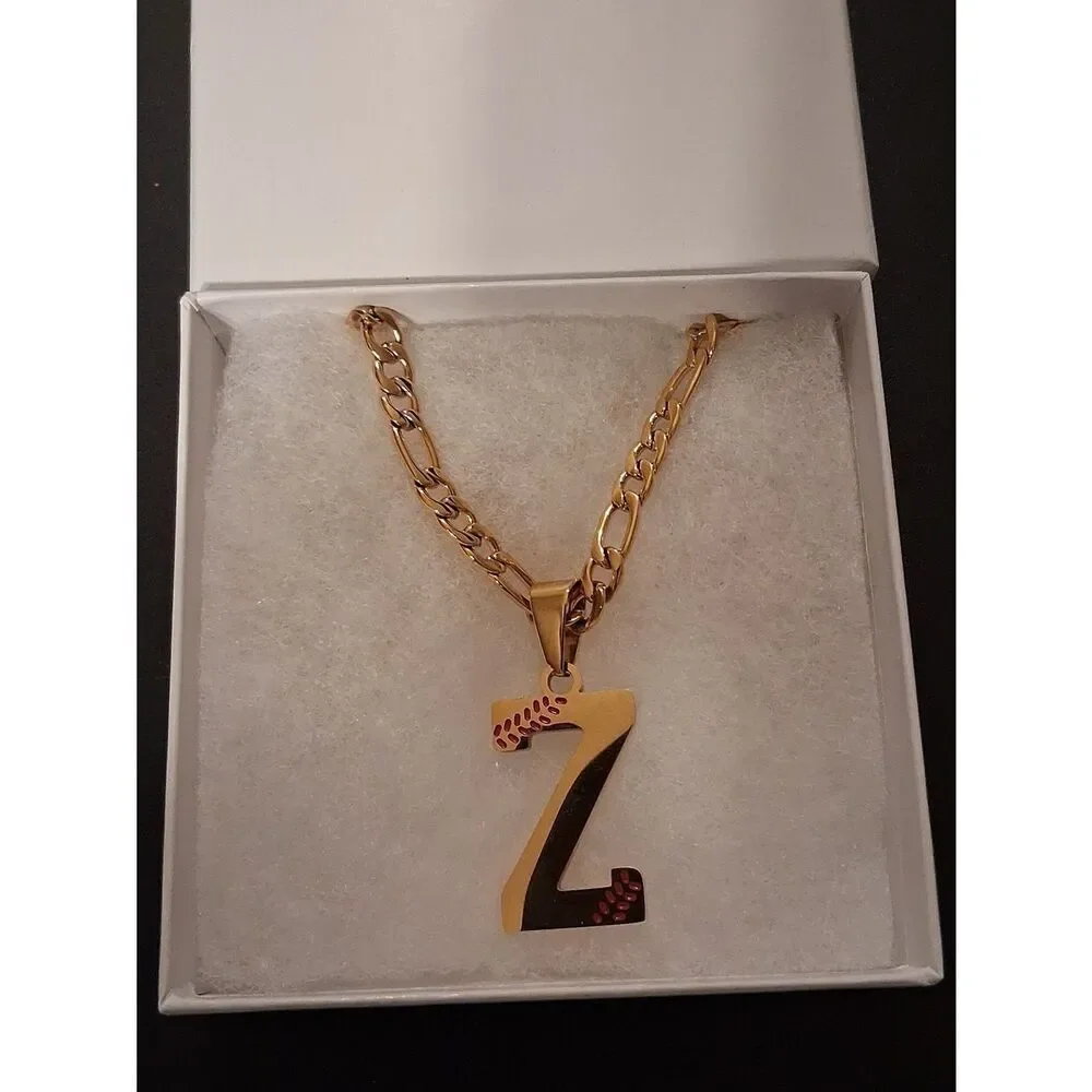 Initial Z Mens Stainless Steele Goldtone Pendant Necklace By Kmoffice New In Box